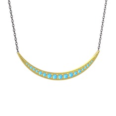 Lali Ay Kolye - Akuamarin 8 ayar altın kolye (40 cm gümüş rolo zincir) #gpjx1c