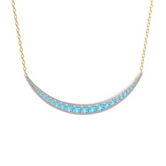 Lali Ay Kolye - Akuamarin 18 ayar beyaz altın kolye (40 cm altın rolo zincir) #h5qpmr