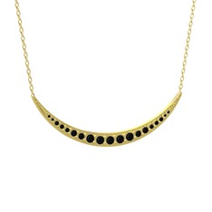 Lali Ay Kolye - Siyah zirkon 8 ayar altın kolye (40 cm gümüş rolo zincir) #hex4a0