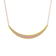 Lali Ay Kolye - Pembe kuvars 925 ayar altın kaplama gümüş kolye (40 cm rose altın rolo zincir) #mh3uqc