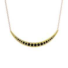 Lali Ay Kolye - Siyah zirkon 18 ayar altın kolye (40 cm rose altın rolo zincir) #n5vr2c