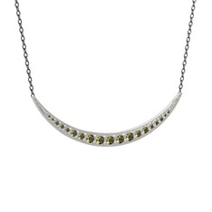 Lali Ay Kolye - Peridot 18 ayar beyaz altın kolye (40 cm gümüş rolo zincir) #n62v50