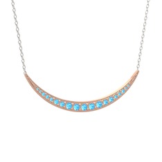 Akuamarin 18 ayar rose altın kolye (40 cm beyaz altın rolo zincir)