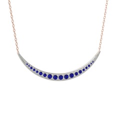 Lali Ay Kolye - Lab safir 14 ayar beyaz altın kolye (40 cm rose altın rolo zincir) #o14mv5