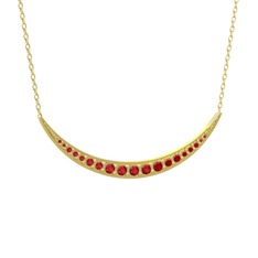 Lali Ay Kolye - Garnet 8 ayar altın kolye (40 cm altın rolo zincir) #o7okau