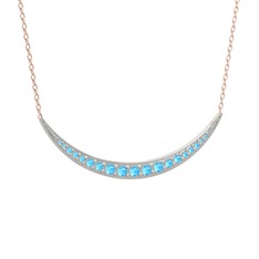 Lali Ay Kolye - Akuamarin 925 ayar gümüş kolye (40 cm rose altın rolo zincir) #om7ek9