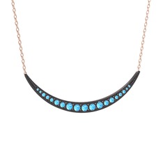 Lali Ay Kolye - Akuamarin 925 ayar siyah rodyum kaplama gümüş kolye (40 cm gümüş rolo zincir) #qsbpuq