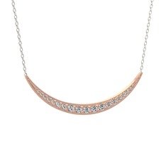 Lali Ay Kolye - Swarovski 925 ayar rose altın kaplama gümüş kolye (40 cm beyaz altın rolo zincir) #qw2hkh