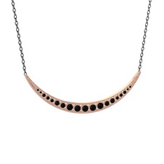 Lali Ay Kolye - Siyah zirkon 925 ayar rose altın kaplama gümüş kolye (40 cm gümüş rolo zincir) #qydics