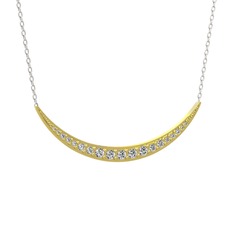 Swarovski 925 ayar altın kaplama gümüş kolye (40 cm beyaz altın rolo zincir)