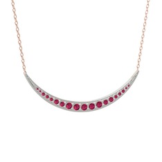 Rodolit garnet 14 ayar beyaz altın kolye (40 cm rose altın rolo zincir)
