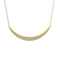 Lali Ay Kolye - Swarovski 14 ayar altın kolye (40 cm rose altın rolo zincir) #rtyhq9