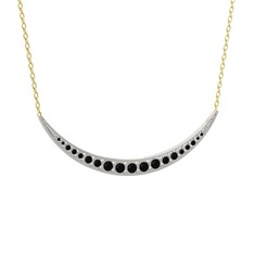 Lali Ay Kolye - Siyah zirkon 14 ayar beyaz altın kolye (40 cm altın rolo zincir) #rytsnt