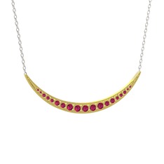 Rodolit garnet 925 ayar altın kaplama gümüş kolye (40 cm beyaz altın rolo zincir)