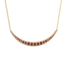 Lali Ay Kolye - Dumanlı kuvars 18 ayar rose altın kolye (40 cm altın rolo zincir) #u37hkd