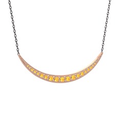 Lali Ay Kolye - Sitrin 8 ayar rose altın kolye (40 cm gümüş rolo zincir) #uieuvu