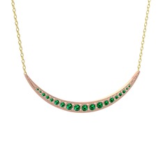 Yeşil kuvars 8 ayar rose altın kolye (40 cm gümüş rolo zincir)