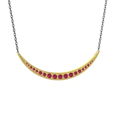 Rodolit garnet 925 ayar altın kaplama gümüş kolye (40 cm gümüş rolo zincir)