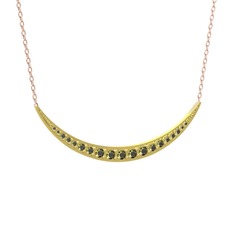 Peridot 925 ayar altın kaplama gümüş kolye (40 cm rose altın rolo zincir)