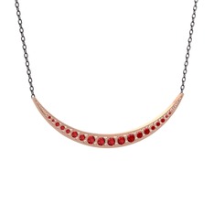 Lali Ay Kolye - Garnet 925 ayar rose altın kaplama gümüş kolye (40 cm gümüş rolo zincir) #xd37fx