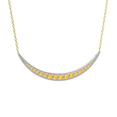 Lali Ay Kolye - Sitrin 18 ayar beyaz altın kolye (40 cm altın rolo zincir) #xdv684