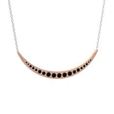 Lali Ay Kolye - Siyah zirkon 18 ayar rose altın kolye (40 cm beyaz altın rolo zincir) #yjpiow