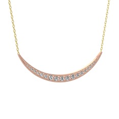 Lali Ay Kolye - Pırlanta 925 ayar rose altın kaplama gümüş kolye (1.14 karat, 40 cm altın rolo zincir) #ykdr49
