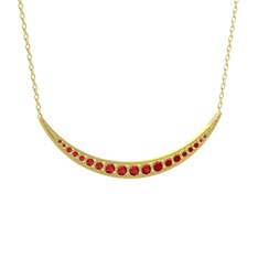 Lali Ay Kolye - Garnet 18 ayar altın kolye (40 cm altın rolo zincir) #yo937i