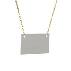 Mita Dikdörtgen Kolye - 8 ayar beyaz altın kolye (40 cm gümüş rolo zincir) #1xnbk6y