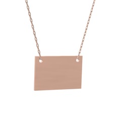 Mita Dikdörtgen Kolye - 18 ayar rose altın kolye (40 cm rose altın rolo zincir) #ae7eu5