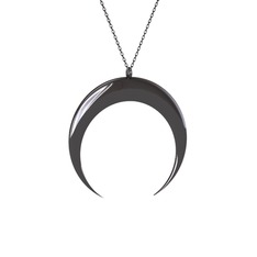 Hilal Kolye - 925 ayar siyah rodyum kaplama gümüş kolye (40 cm gümüş rolo zincir) #1dquxyy