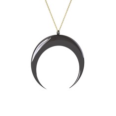 Hilal Kolye - 925 ayar siyah rodyum kaplama gümüş kolye (40 cm altın rolo zincir) #tk81ie
