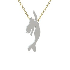 Küçük Deniz Kızı Kolye - 14 ayar beyaz altın kolye (40 cm gümüş rolo zincir) #99we1s