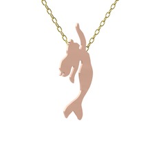 Küçük Deniz Kızı Kolye - 18 ayar rose altın kolye (40 cm altın rolo zincir) #f5psp1