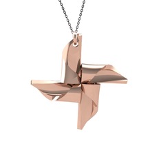 8 ayar rose altın kolye (40 cm gümüş rolo zincir)