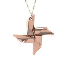 18 ayar rose altın kolye (40 cm gümüş rolo zincir)