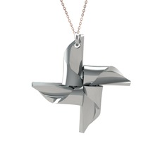 Rüzgar Gülü Kolye - 925 ayar gümüş kolye (40 cm rose altın rolo zincir) #1sr867b