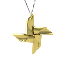 Rüzgar Gülü Kolye - 18 ayar altın kolye (40 cm gümüş rolo zincir) #qtytxm