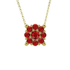 Yalancı Tektaş Kolye - Garnet 8 ayar altın kolye (40 cm altın rolo zincir) #10e9dua