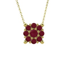 Yalancı Tektaş Kolye - Kök yakut 8 ayar altın kolye (40 cm altın rolo zincir) #13dfoq8