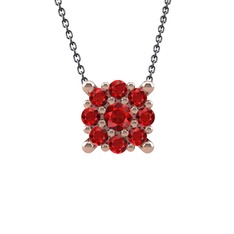 Yalancı Tektaş Kolye - Garnet 18 ayar rose altın kolye (40 cm gümüş rolo zincir) #14v0sto