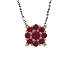 Kök yakut 8 ayar rose altın kolye (40 cm gümüş rolo zincir)