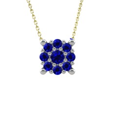 Lab safir 14 ayar beyaz altın kolye (40 cm altın rolo zincir)