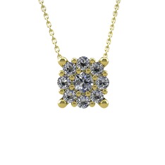 Yalancı Tektaş Kolye - Swarovski 14 ayar altın kolye (40 cm gümüş rolo zincir) #1c1s6wp