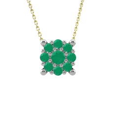 Kök zümrüt 18 ayar beyaz altın kolye (40 cm altın rolo zincir)