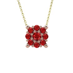 Yalancı Tektaş Kolye - Garnet 14 ayar rose altın kolye (40 cm altın rolo zincir) #1d4pjwg