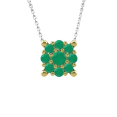 Yalancı Tektaş Kolye - Kök zümrüt 18 ayar altın kolye (40 cm beyaz altın rolo zincir) #1e8b3l9