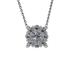 Yalancı Tektaş Kolye - Swarovski 925 ayar gümüş kolye (40 cm gümüş rolo zincir) #1fgeis3