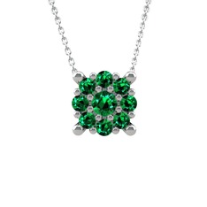 Yalancı Tektaş Kolye - Yeşil kuvars 925 ayar gümüş kolye (40 cm beyaz altın rolo zincir) #1gc6t8w