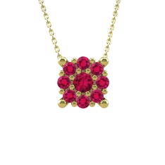 Yalancı Tektaş Kolye - Rodolit garnet 18 ayar altın kolye (40 cm gümüş rolo zincir) #1gd9x26